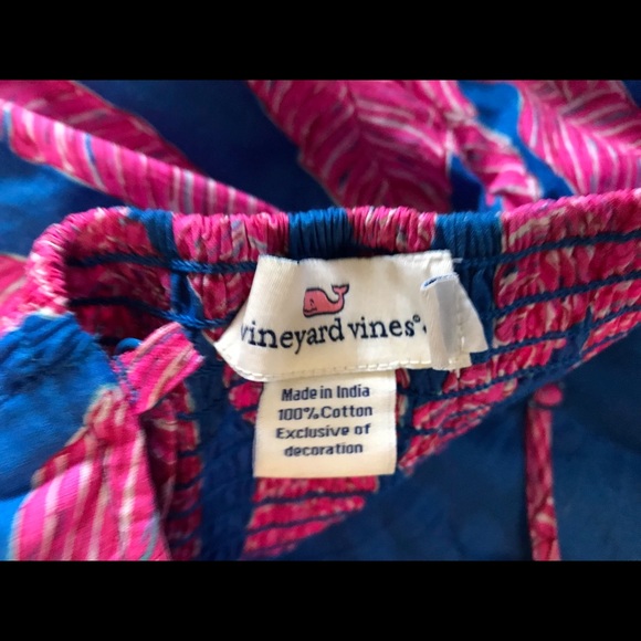 Vineyard Vines Long Maxi Spaghetti Strap Dress Pink Blue Feather Print 0 S - Picture 12 of 13